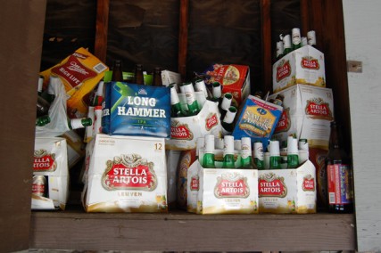 Now that's gonna cause a hangover... pile of empty beers